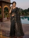 Nayan Tara Soft Dhakai Jamdani Saree - Black