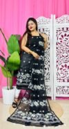 2 Piece Unstitched Sunflower Jamdani Churidar Set - Black