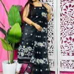 2 Piece Unstitched Sunflower Jamdani Churidar Set - Black