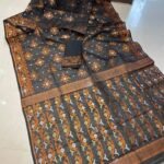 Black Soft Joriwork Jamdani Sari With Blouse Piece