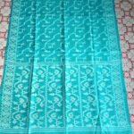 Pure Gachi Tussar Handloom Jamdani Sari With Blouse Piece - Blue Chill