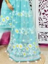 2 Piece Unstitched Sunflower Jamdani Churidar Set - Blue Hosta