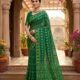 Nayan Tara Soft Dhakai Jamdani Saree - Bottle Green
