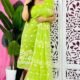 2 Piece Unstitched Sunflower Jamdani Churidar Set - Bright Olive