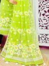2 Piece Unstitched Sunflower Jamdani Churidar Set - Bright Olive