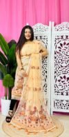 Unstitched 2 Piece Jamdani Churidar Set - Dark Cream