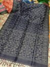 Pure Gachi Tussar Handloom Jamdani Sari With Blouse Piece - Davy Grey