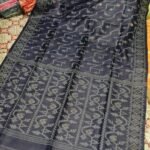 Pure Gachi Tussar Handloom Jamdani Sari With Blouse Piece - Davy Grey