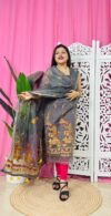 Unstitched 2 Piece Jamdani Churidar Set - Davy Grey