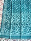 Pure Gachi Tussar Handloom Jamdani Sari With Blouse Piece - Deep Aqua