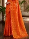 Nayan Tara Soft Dhakai Jamdani Saree - Deep Orange