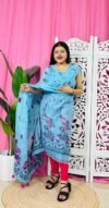 Unstitched 2 Piece Jamdani Churidar Set - Denim Blue
