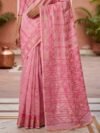 Nayan Tara Soft Dhakai Jamdani Saree - Dusty Pink