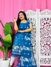2 Piece Unstitched Sunflower Jamdani Churidar Set - French Blue