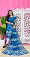 2 Piece Unstitched Sunflower Jamdani Churidar Set - French Blue