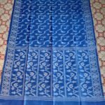Pure Gachi Tussar Handloom Jamdani Sari With Blouse Piece - Fun Blue