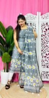 2 Piece Unstitched Sunflower Jamdani Churidar Set - Grey