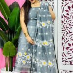 2 Piece Unstitched Sunflower Jamdani Churidar Set - Grey