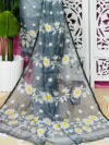 2 Piece Unstitched Sunflower Jamdani Churidar Set - Grey