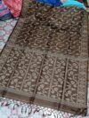 Pure Gachi Tussar Handloom Jamdani Sari With Blouse Piece - Judge Grey