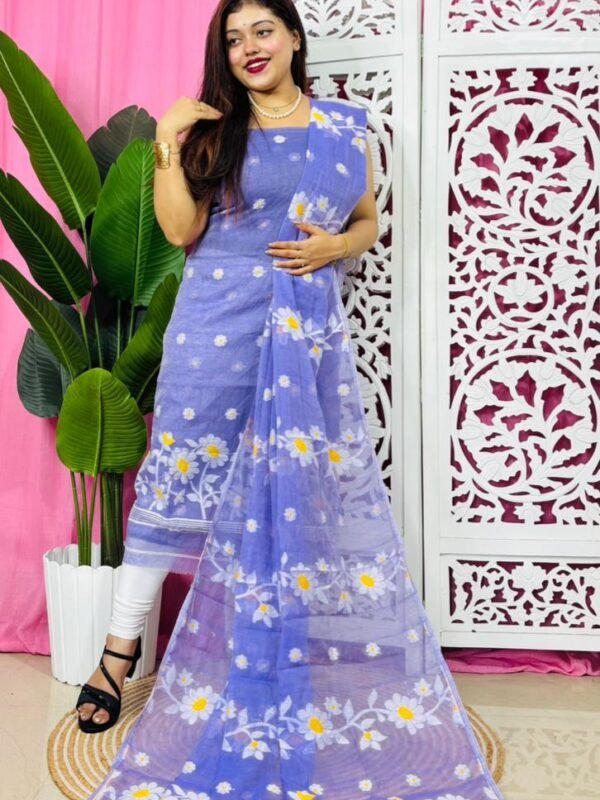 2 Piece Unstitched Sunflower Jamdani Churidar Set - Lavender