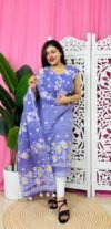 2 Piece Unstitched Sunflower Jamdani Churidar Set - Lavender