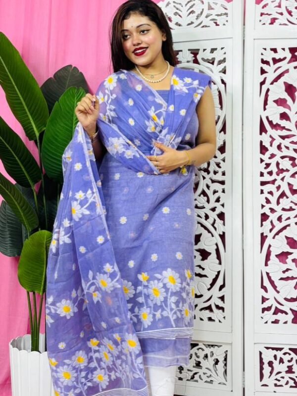 2 Piece Unstitched Sunflower Jamdani Churidar Set - Lavender