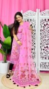 Unstitched 2 Piece Jamdani Churidar Set - Lavender Rose