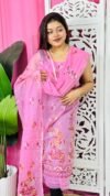 Unstitched 2 Piece Jamdani Churidar Set - Lavender Rose