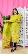 Unstitched 2 Piece Jamdani Churidar Set - Lemon