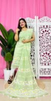 2 Piece Unstitched Sunflower Jamdani Churidar Set - Light Grey Green