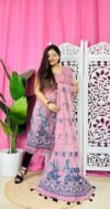 Unstitched 2 Piece Jamdani Churidar Set - Light Mauve