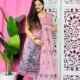Unstitched 2 Piece Jamdani Churidar Set - Light Mauve