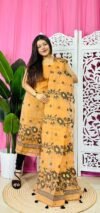 2 Piece Unstitched Sunflower Jamdani Churidar Set - Light Orange