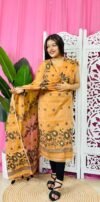 2 Piece Unstitched Sunflower Jamdani Churidar Set - Light Orange