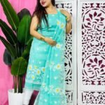 2 Piece Unstitched Sunflower Jamdani Churidar Set - Light Sea Green