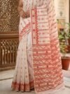 Nayan Tara Soft Dhakai Jamdani Saree - Off White