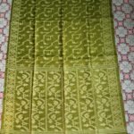 Pure Gachi Tussar Handloom Jamdani Sari With Blouse Piece - Olive Green