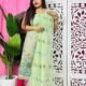 Unstitched 2 Piece Jamdani Churidar Set - Pale Olive