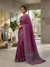 Nayan Tara Soft Dhakai Jamdani Saree - Pansy Purple