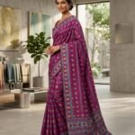 Nayan Tara Soft Dhakai Jamdani Saree - Pansy Purple