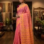 Nayan Tara Soft Dhakai Jamdani Saree - Pastel Red