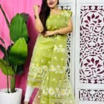 2 Piece Unstitched Sunflower Jamdani Churidar Set - Pea Green