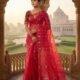 Nayan Tara Soft Dhakai Jamdani Saree - Pinkish Red
