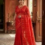 Nayan Tara Soft Dhakai Jamdani Saree - Red