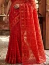 Nayan Tara Soft Dhakai Jamdani Saree - Red
