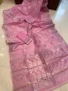 Rose Pink Soft Joriwork Jamdani Sari With Blouse Piece - Image 2