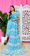 2 Piece Unstitched Sunflower Jamdani Churidar Set - Sky Blue