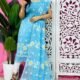 2 Piece Unstitched Sunflower Jamdani Churidar Set - Sky Blue