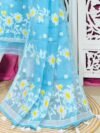 2 Piece Unstitched Sunflower Jamdani Churidar Set - Sky Blue
